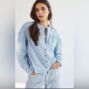 Pilcro Peasant Button Down long Sleeve Shirt size LP